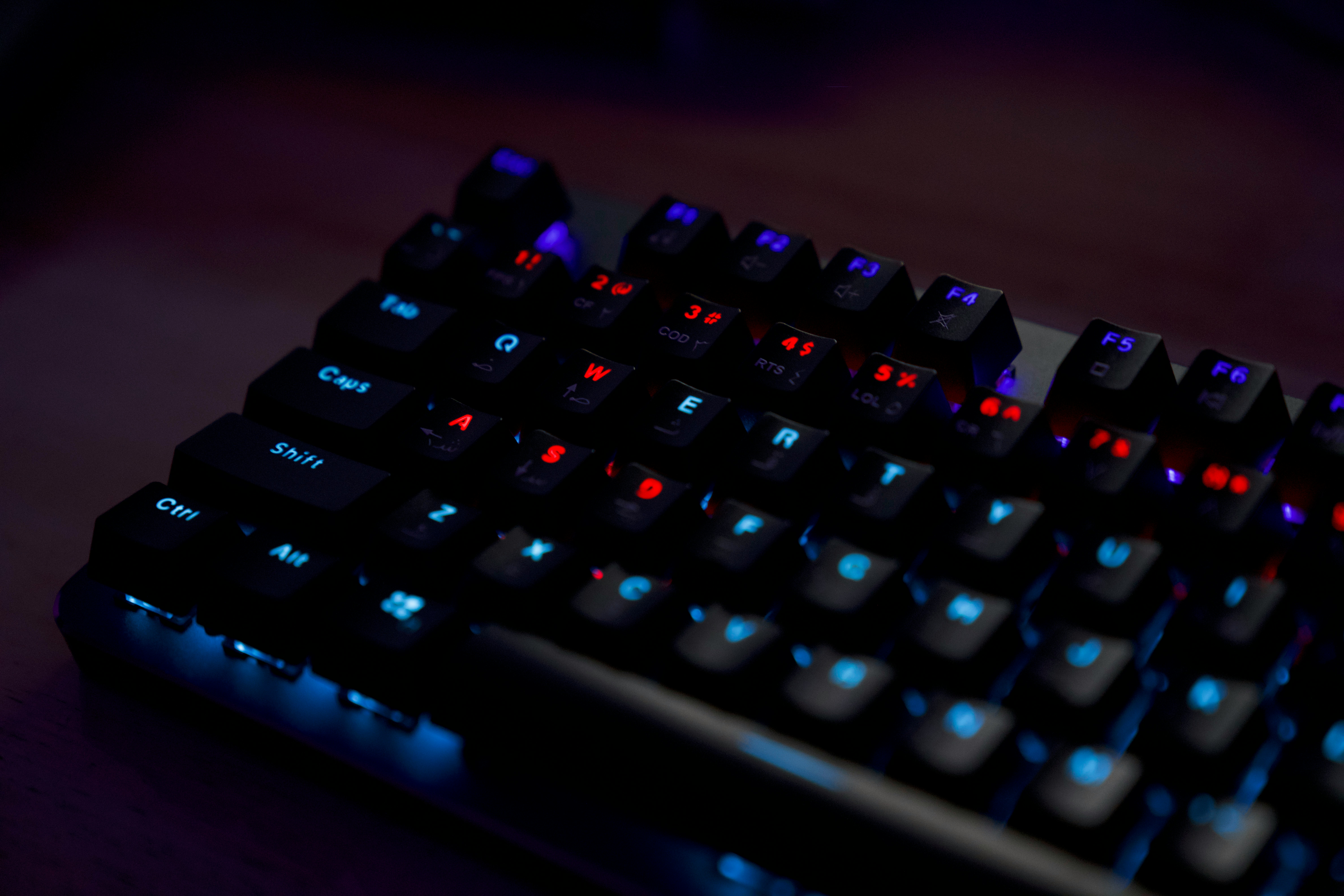 black and blue computer keyboard